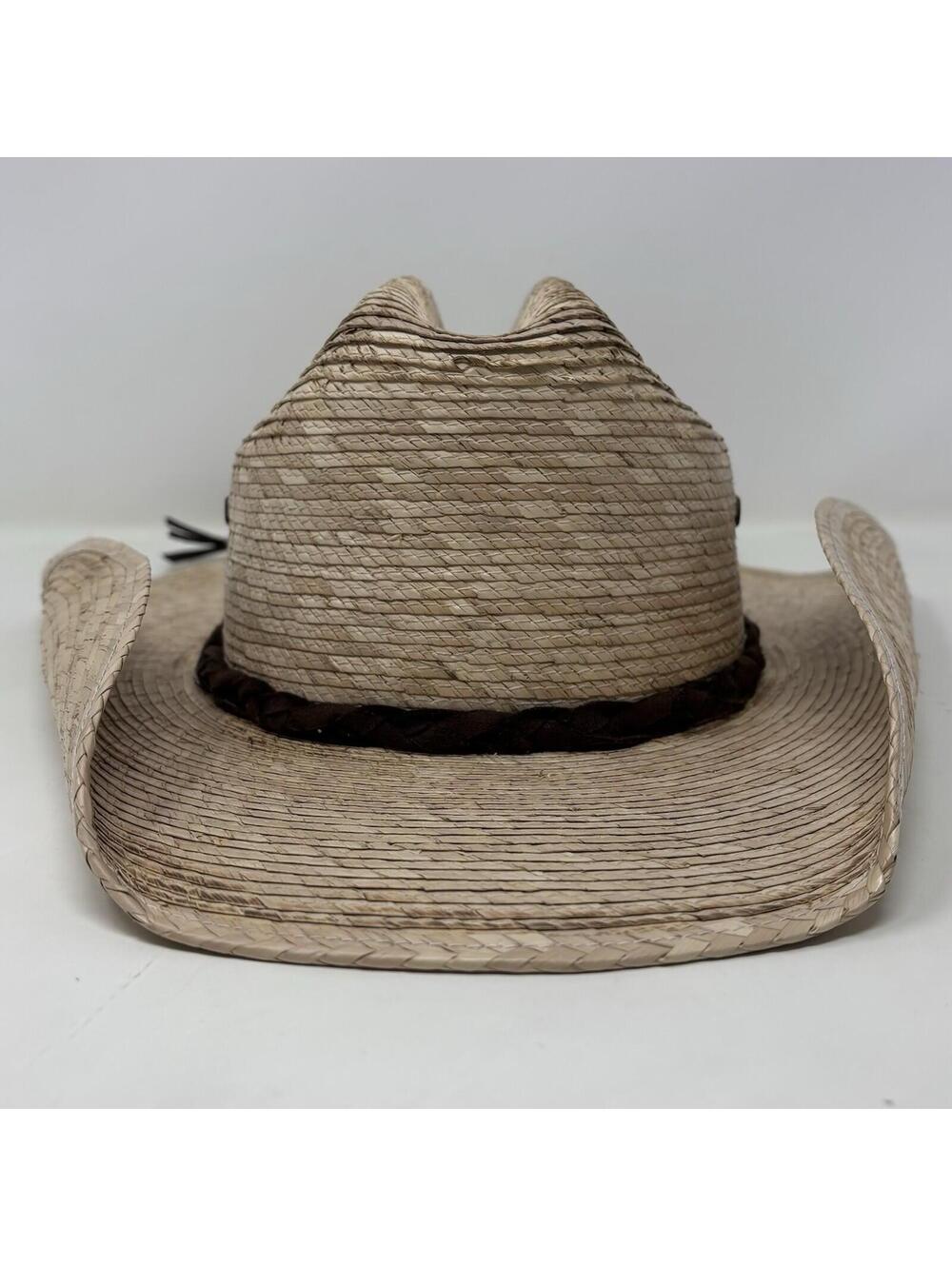 Bullhide Straw Cowboy Hat Youth Pony Express Leather Straps Unisex Western Wear - Picture 4 of 16